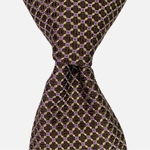 Canali Designer Necktie Tie Silk Made in Italy Brown Purple Width 3.75"